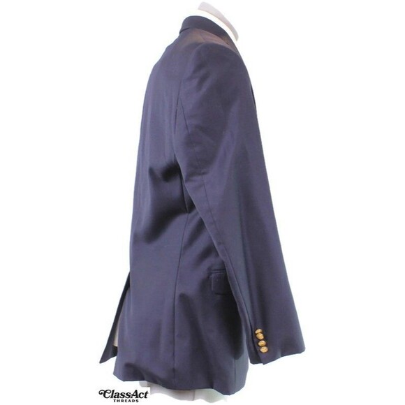 Lauren Ralph Lauren 100% Wool Blazer Mens Navy Blue 2 Gold Buttons Classic 42L - Picture 5 of 10